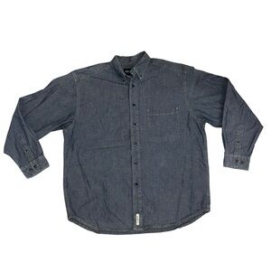 Eddie Bauer WPL 9647 Classic Long Sleeve Denim Shirt Large 100% Cotton